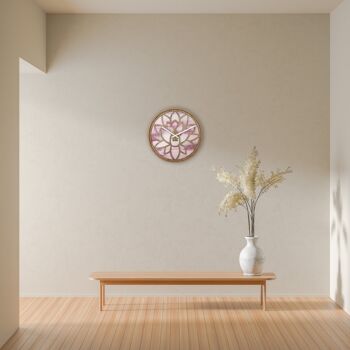 Horloge murale 40cm - Silencieuse - Rose - Bois - "Lotus" 9