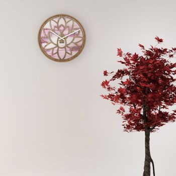 Horloge murale 40cm - Silencieuse - Rose - Bois - "Lotus" 16