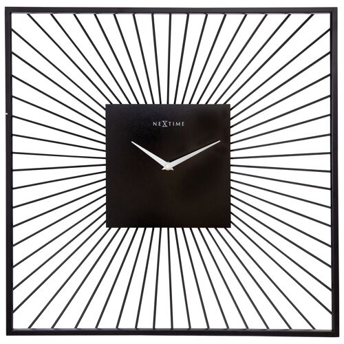 Wall Clock 45x45x15cm - Silent - Black - Metal - "Vasco Square"