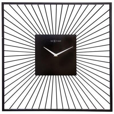 Horloge Murale 45x45x15cm - Silencieuse - Noir - Métal - "Vasco Square"