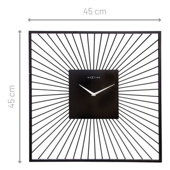 Horloge Murale 45x45x15cm - Silencieuse - Noir - Métal - "Vasco Square" 3
