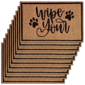 Lot de 10 tapis coco "wipe" 60 x 40 cm motif paillasson paillasson paillasson tapis anti-saleté porte d'entrée 2