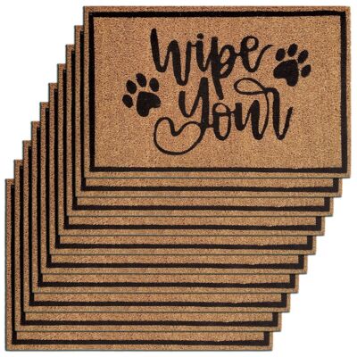 Set of 10 coconut mats "wipe" 60 x 40 cm motif doormat doormat doormat dirt trap mat front door