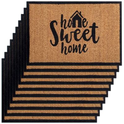 Lot de 10 tapis coco "sweet home" 60 x 40 cm motif paillasson paillasson paillasson tapis anti-saleté porte d'entrée