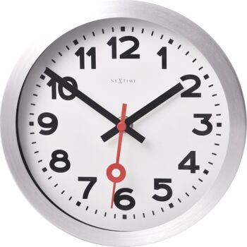 Horloge murale/ Horloge de table - 19 cm - Aluminium - Brossé - 'Station Numbers' 27