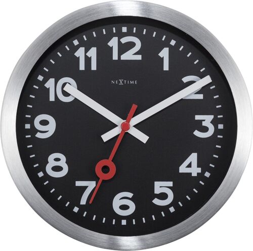 Wall clock/Table clock -  19 cm - Aluminum - ' Station Numbers'