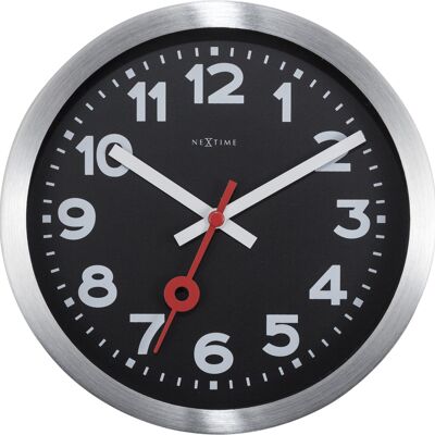 Wall clock/Table clock -  19 cm - Aluminum - ' Station Numbers'