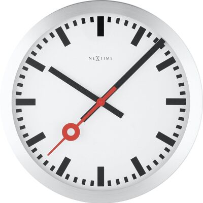 Wall clock/Table clock -  19 cm - Aluminum - Brushed - 'Station Stripe'