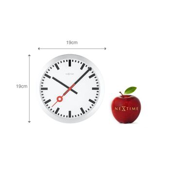 Horloge murale/horloge de table - 19 cm - Aluminium - Brossé - 'Station Stripe' 8