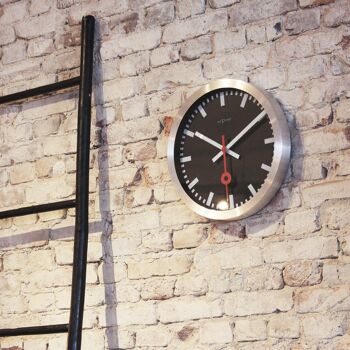 Horloge murale/Horloge de table - 19 cm - Aluminium - 'Station Stripe' 12