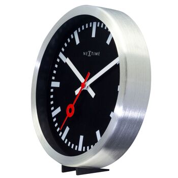 Horloge murale/Horloge de table - 19 cm - Aluminium - 'Station Stripe' 16