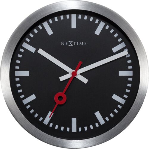 Wall clock/Table clock - 19 cm - Aluminum - 'Station Stripe'