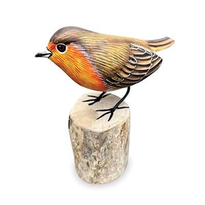 Hand Painted Wooden Robin Redbreast