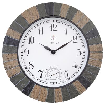 Reloj de exterior resistente a la intemperie - con termómetro - 43,5 cm - Poliresina - Aster Grande