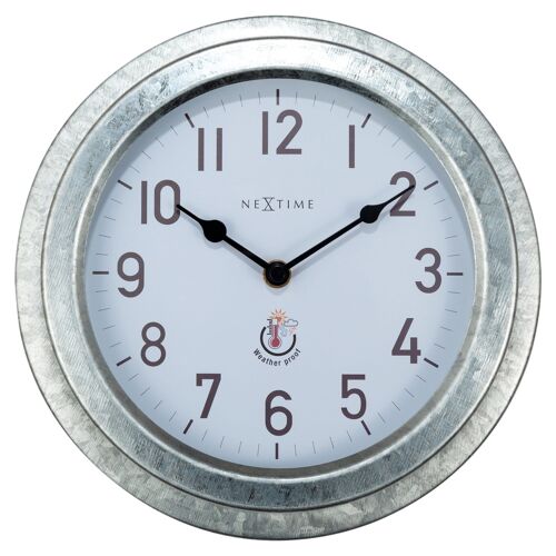 Weatherproof Outdoor Wall Clock - 22cm - Metal - Galvanized  Poppy