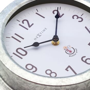 Horloge Murale d'Extérieur Résistante aux Intempéries - 22cm - Métal - Coquelicot Galvanisé 3
