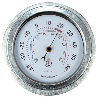 Termometro resistente alle intemperie - 22 cm - Metallo - Giglio galvanizzato