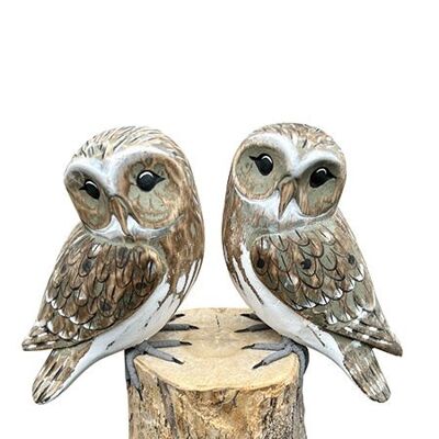 Hand Painted Wooden Double Owl