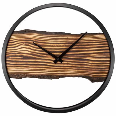 Horloge Murale en Bois - Silencieuse - 30cm - Bois/Métal - Forêt