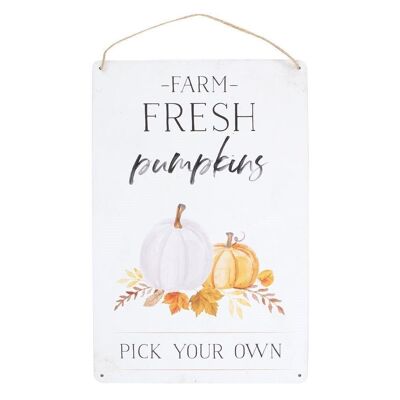 Cartello da appendere in metallo Farm Fresh Pumpkins