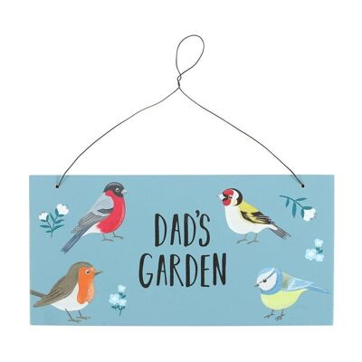 Señal de pájaros de jardín británico de Dad's Garden
