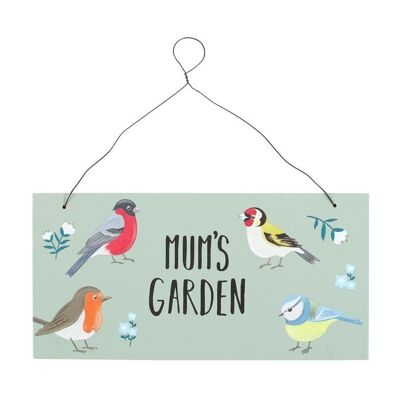 Mum's Garden Panneau d'oiseaux de jardin britannique
