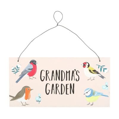 Signo de pájaros de jardín británico de Grandma's Garden