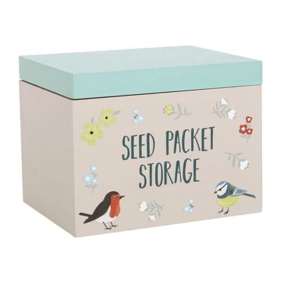 Caja de almacenamiento de paquetes de semillas de pájaros de jardín británico