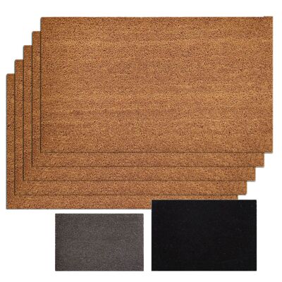 Set di 5 "uni grey" 100x65cm tappetino in cocco zerbino zerbino zerbino zerbino monocromatico per porta d'ingresso 3 colori