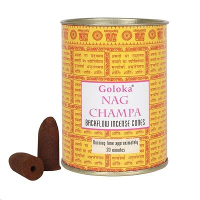 Goloka Nag Champa Backflow Incense Cones Display of 6 Tubes