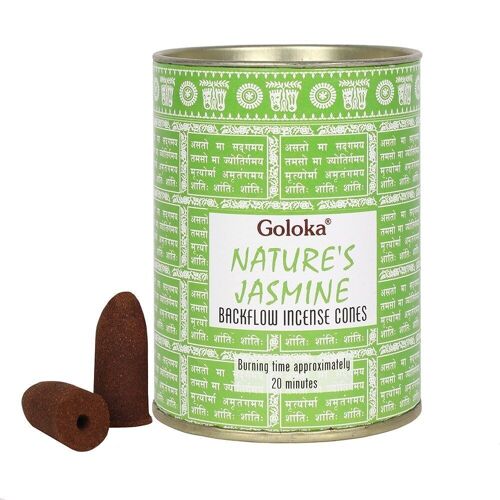 Goloka Jasmine Backflow Incense Cones Display of 6 Tubes