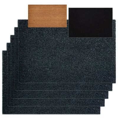 Set di 5 "uni grey" 100x80cm tappetino in cocco zerbino zerbino zerbino zerbino monocromatico per porta d'ingresso 3 colori