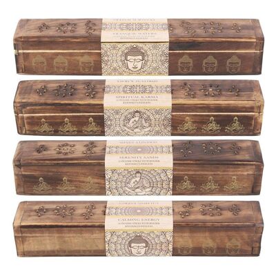 Buddha Mango Wood Incense Box Set