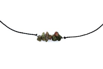 Collier réglable cordon wax avec éclats d'unakite 3