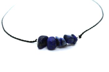 Collier ajustable cordon wax avec éclats de lapis lazuli 3