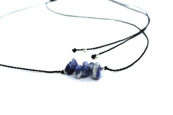 Collier ajustable cordon wax avec éclats de sodalite 3