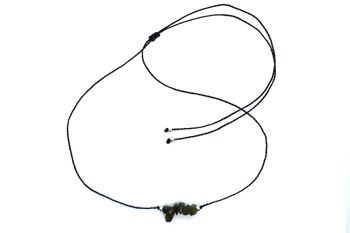 Collier réglable cordon wax avec éclats de labradorite 4