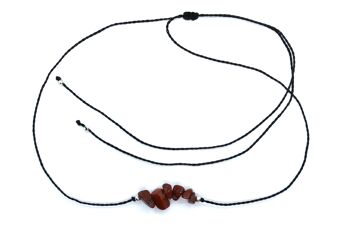 Collier réglable cordon wax avec éclats de jaspe rouge 4