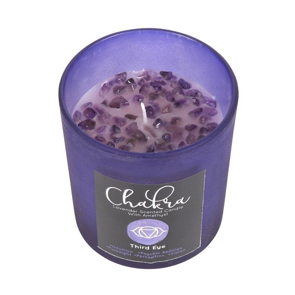 Third Eye Chakra Lavendel Crystal Chip Candle