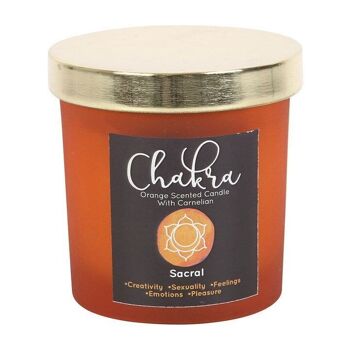Bougie aux éclats de cristal orange Chakra sacré 3