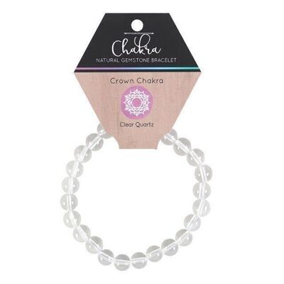 Bracelet de pierres précieuses de quartz clair Chakra de la Couronne
