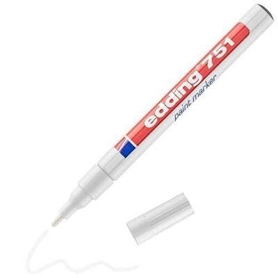 Edding 751 Marcador de pintura - 1 bolígrafo - punta redonda de 1-2 mm - marcador de pintura para etiquetar metal, vidrio, roca o plástico - resistente al calor, permanente e impermeable