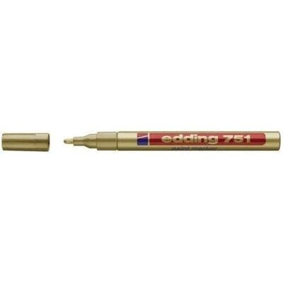 Edding 751 Marqueur peinture  - 10 stylos -Coloris Or - pointe ronde 1-2 mm - marqueur de peinture pour l'étiquetage du métal, verre, roche ou du plastique - résistant à la chaleur, permanent et étanche