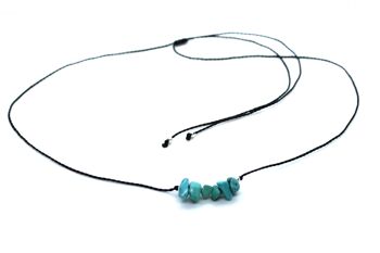 Collier réglable cordon wax avec éclats de turquoise 2