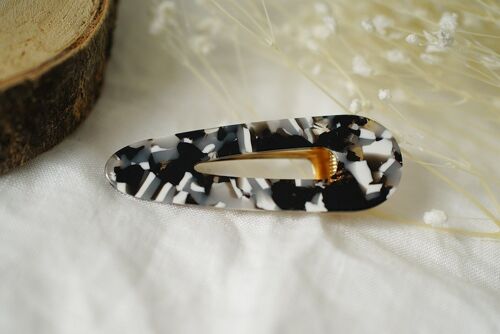 Barrette Charline Quartz Noir et Blanc