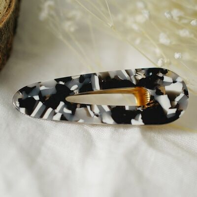 Barrette Charline Quartz Noir et Blanc