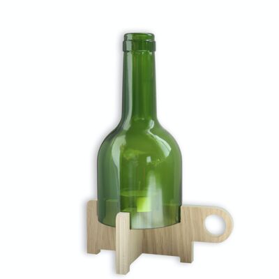 Candelabro de botella de madera verde