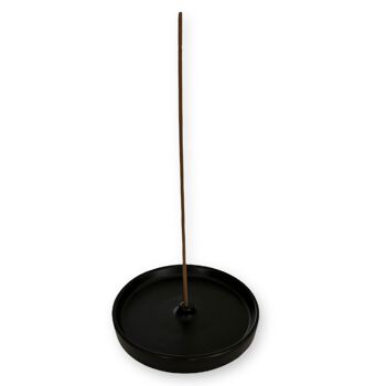 Porte-encens - céramique - noir - rond - Ø13 cm 1