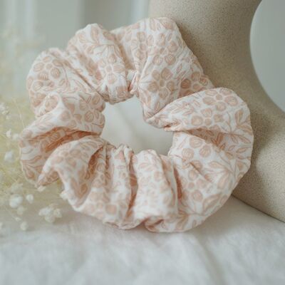 Pippa Floral Cotton Gauze Scrunchie Pale Pink