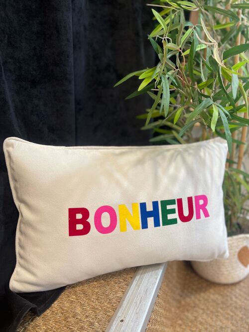 Coussin " Bonheur" Multicolore